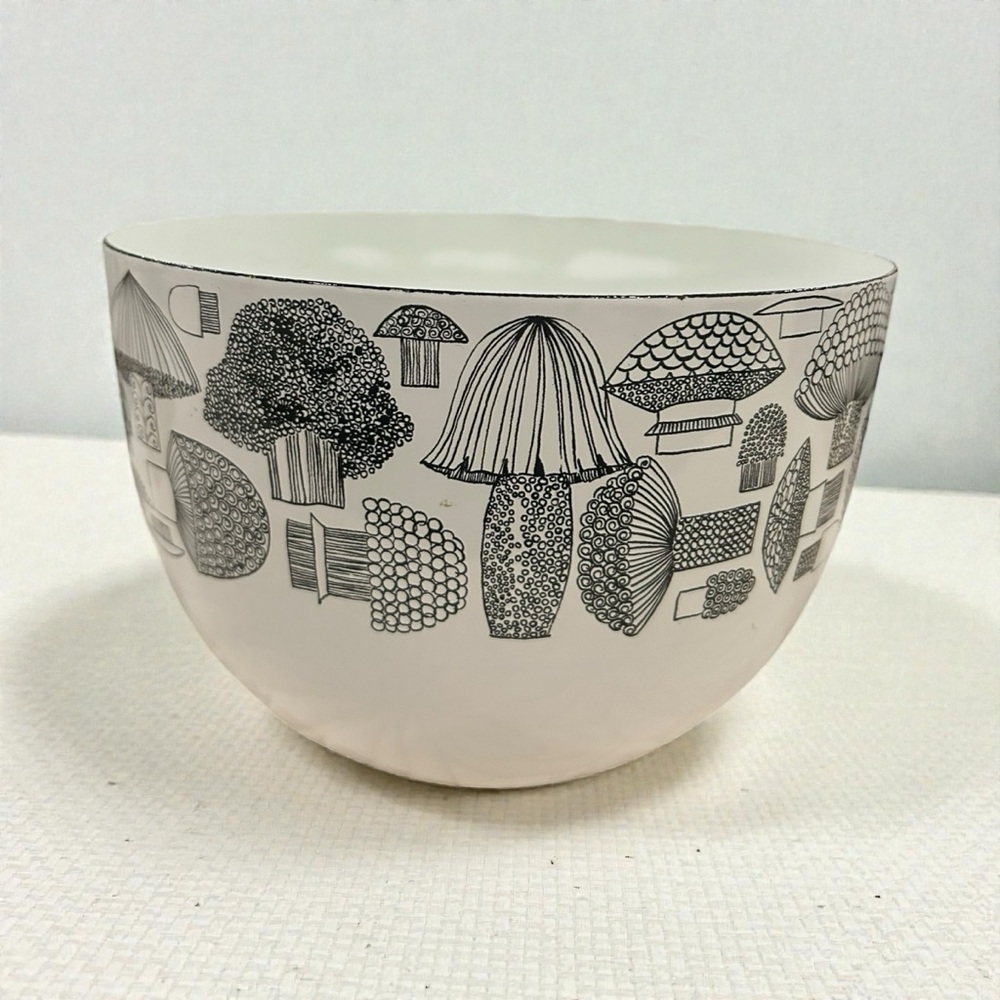 FINEL Kaj Frank Enamel Metal Mushrooms Bowl Arabia Finland MCM Vintage Decor